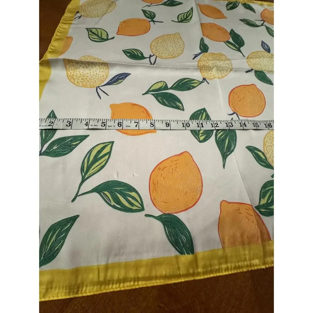 Square Lemon Print Scarf with Yellow Border 216